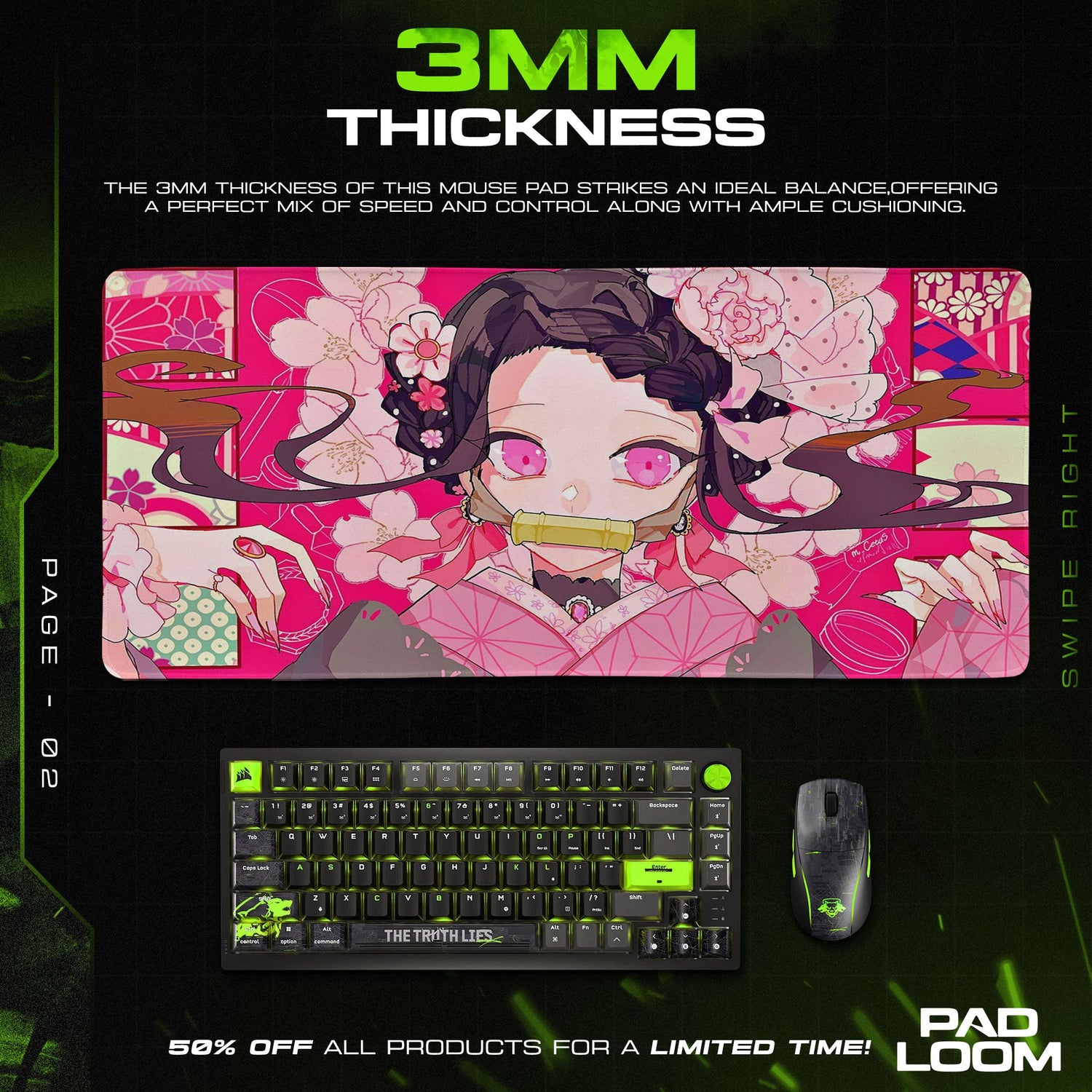 Nezuko Mouse Pad - Blossom Spirit Anime Desk Mat Padloom