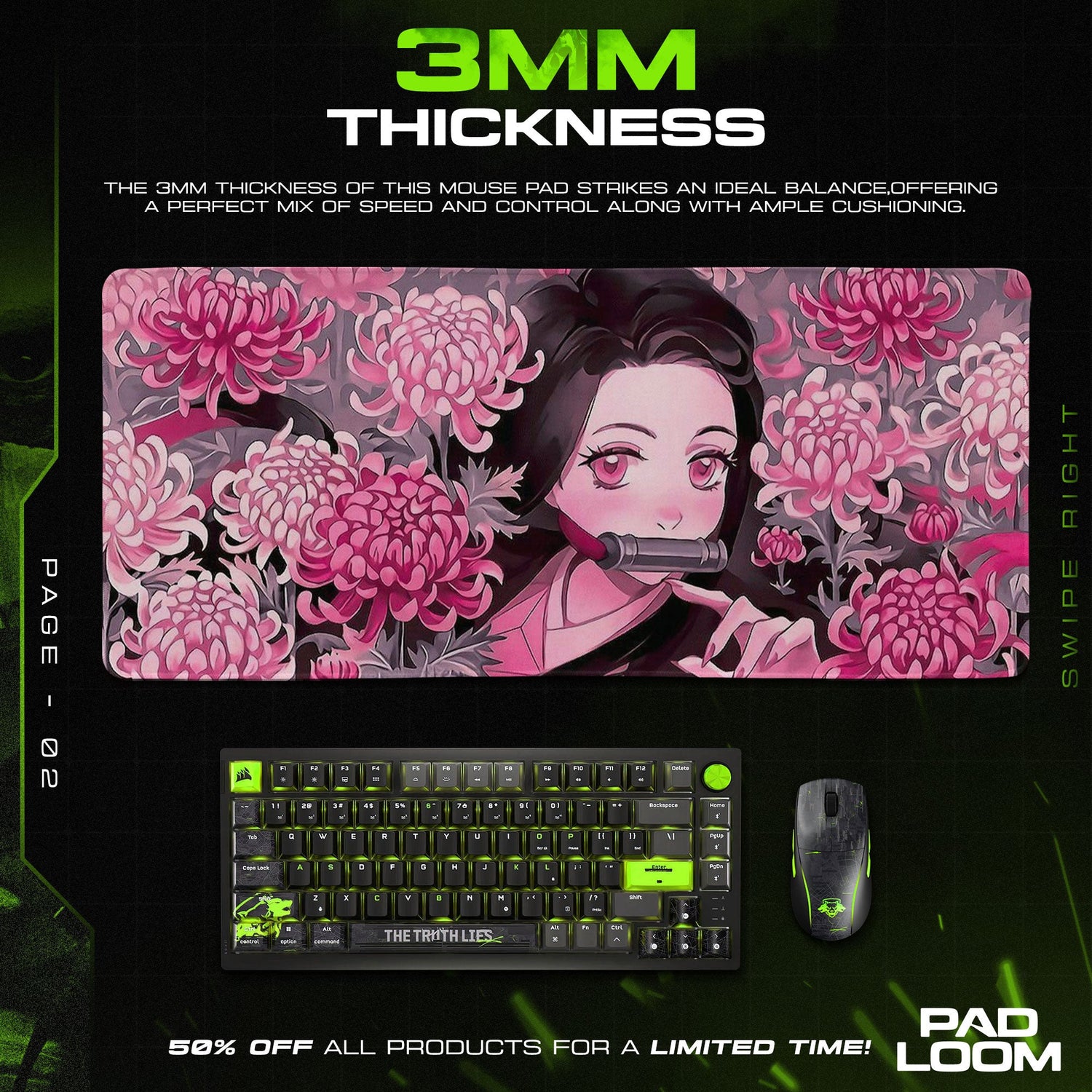 Nezuko Mouse Pad - Moonlight Blossoms Anime Desk Mat Padloom