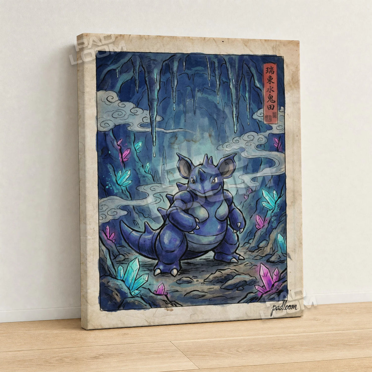 Nidoqueen Crystal Pokemon canvas wall art - gallery-wrapped canvas print, side view
