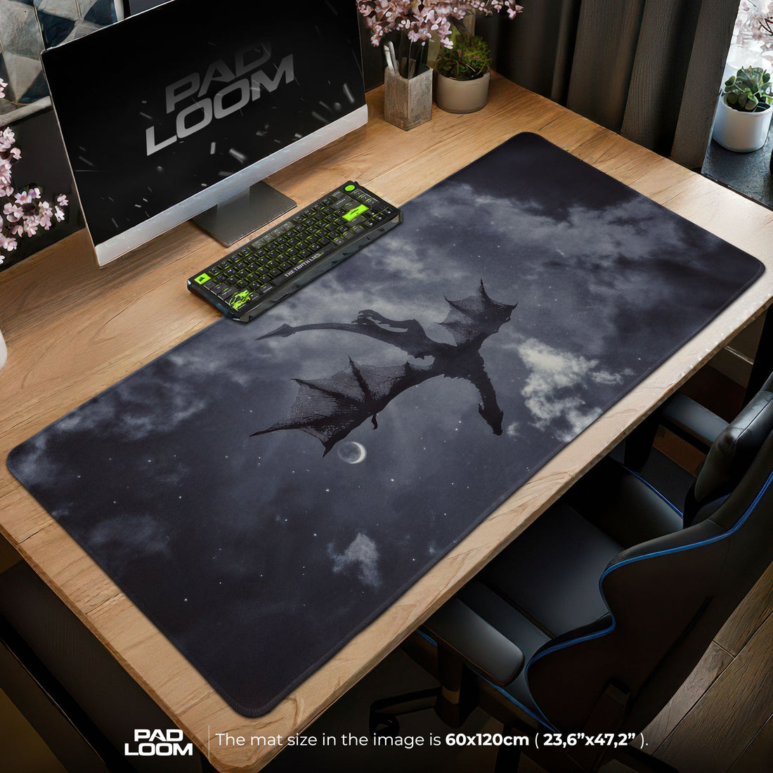 Night Fury Mouse Pad - Moonlit Flight Gaming Desk Mat Padloom