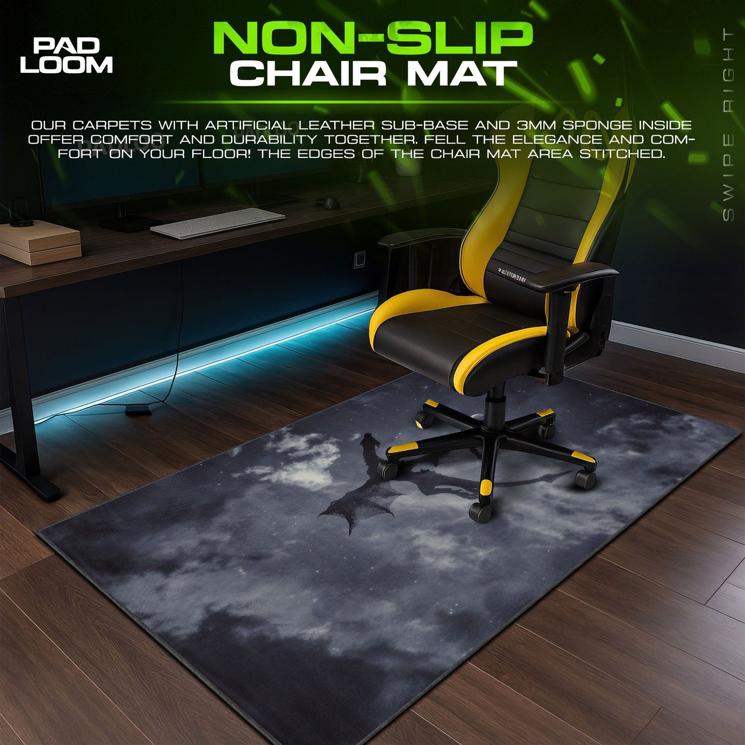 Night Fury Mouse Pad - Moonlit Flight Gaming Desk Mat Padloom