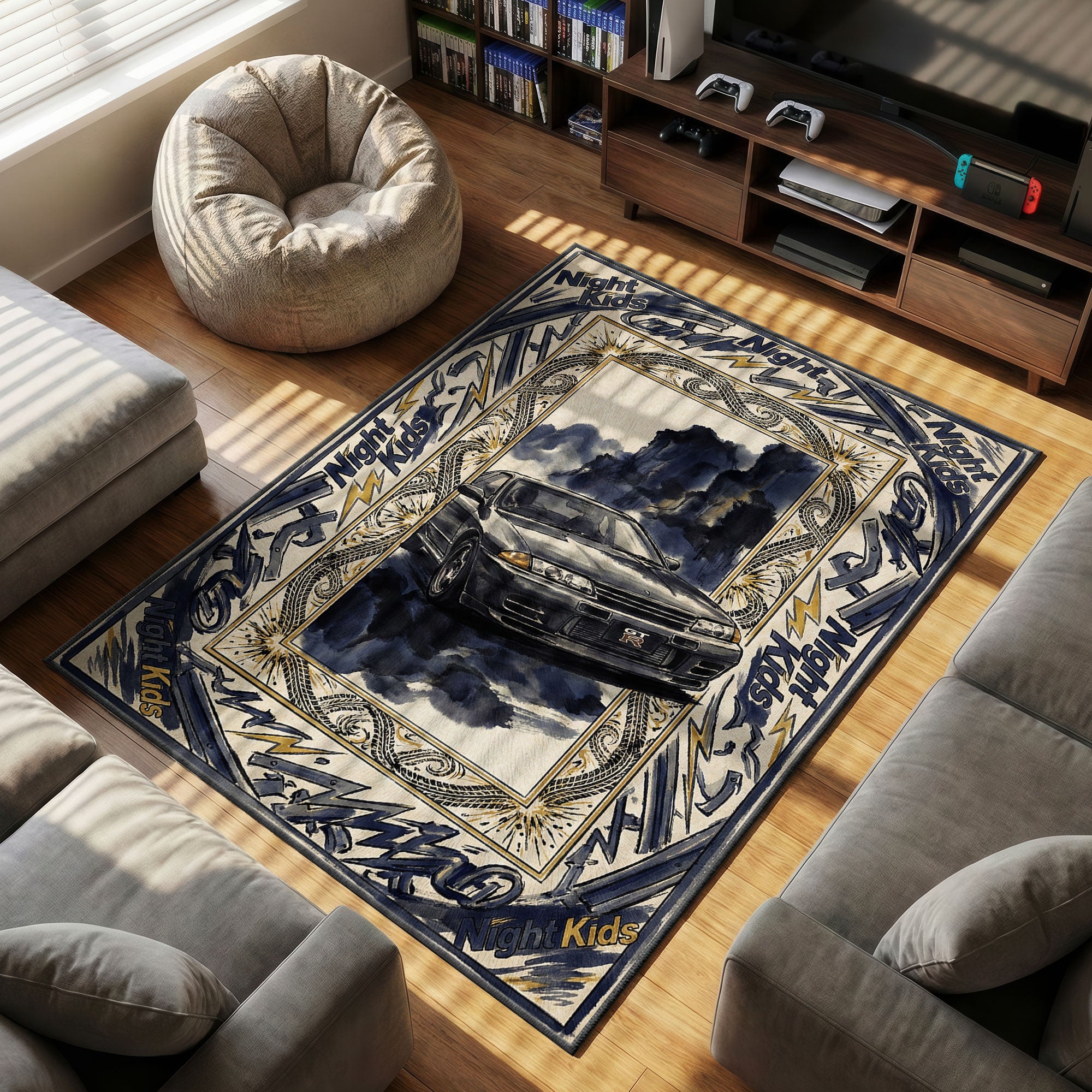 Night Kids R32 GT-R Rug - Initial D Chair Mat