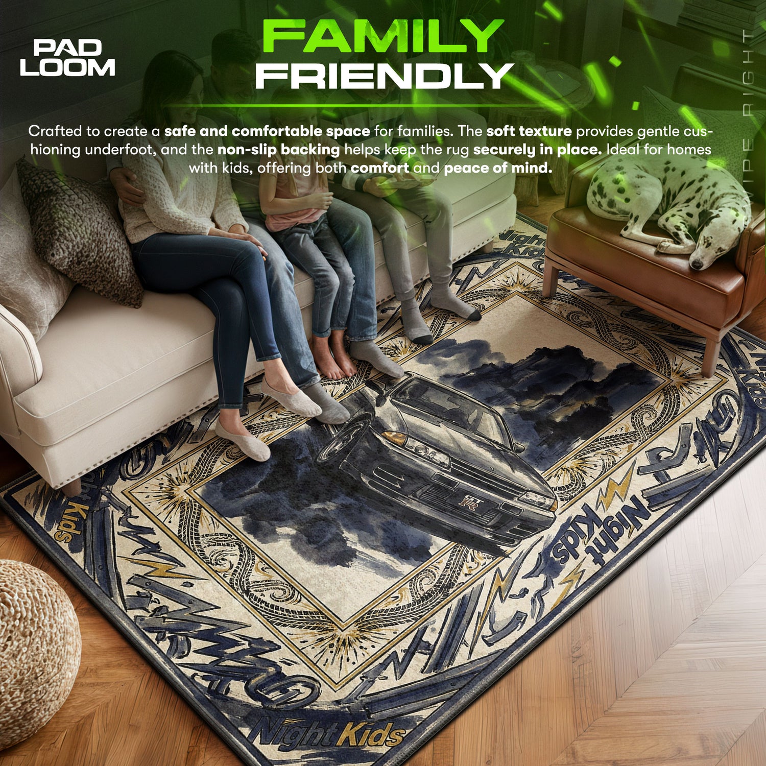 Night Kids R32 GT-R Rug - Initial D Chair Mat