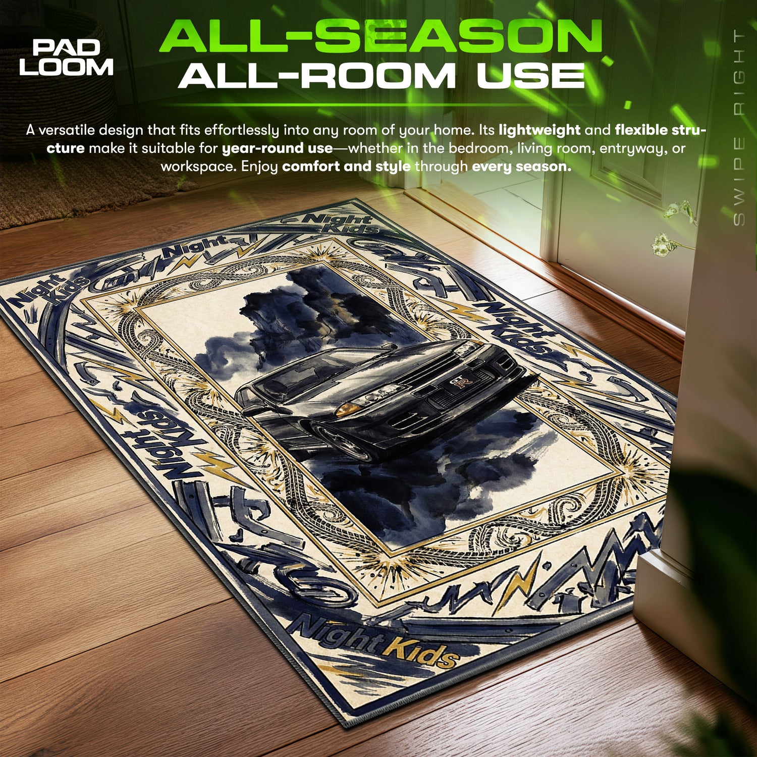 Night Kids R32 GT-R Rug - Initial D Chair Mat