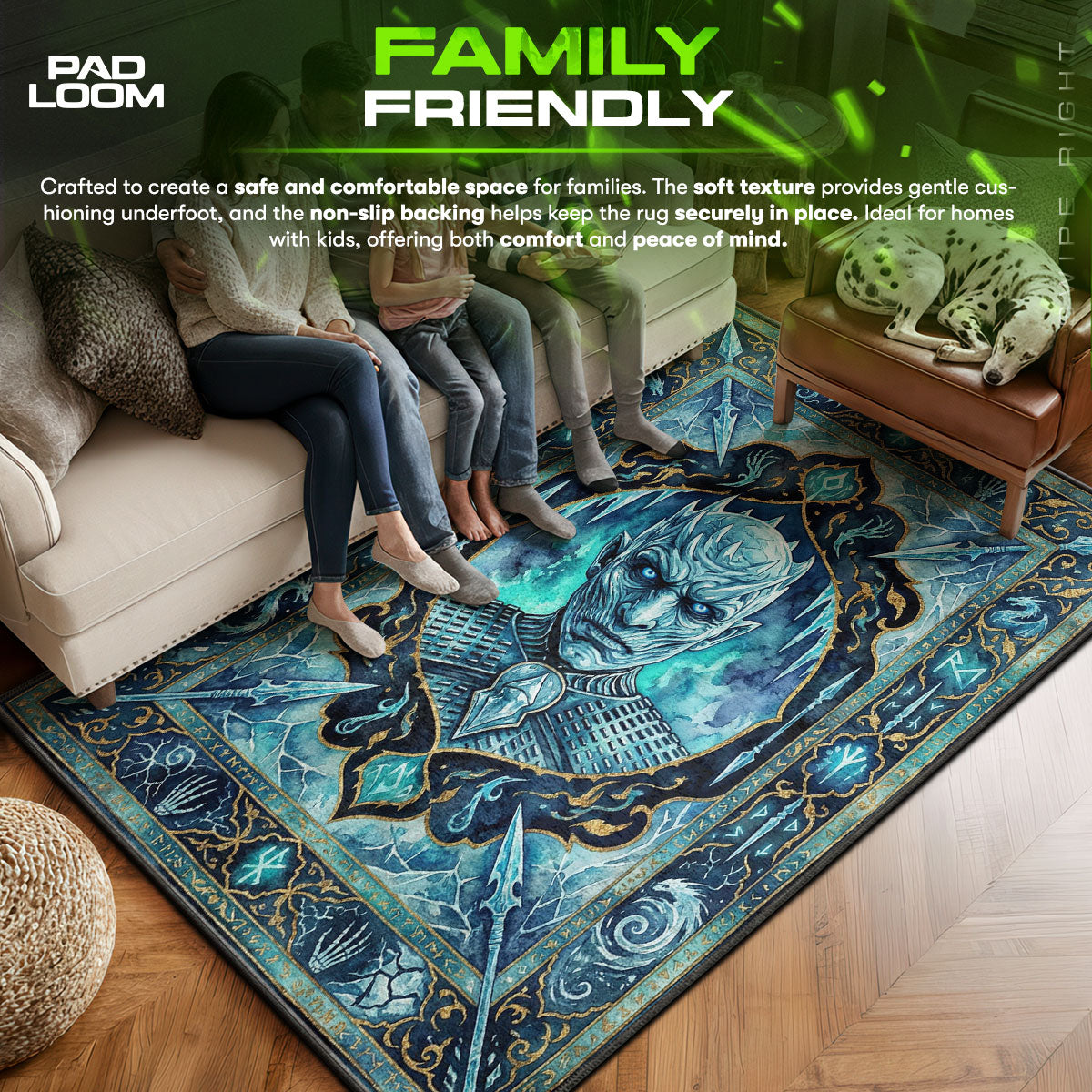 Night area rug showing full home decor artwork