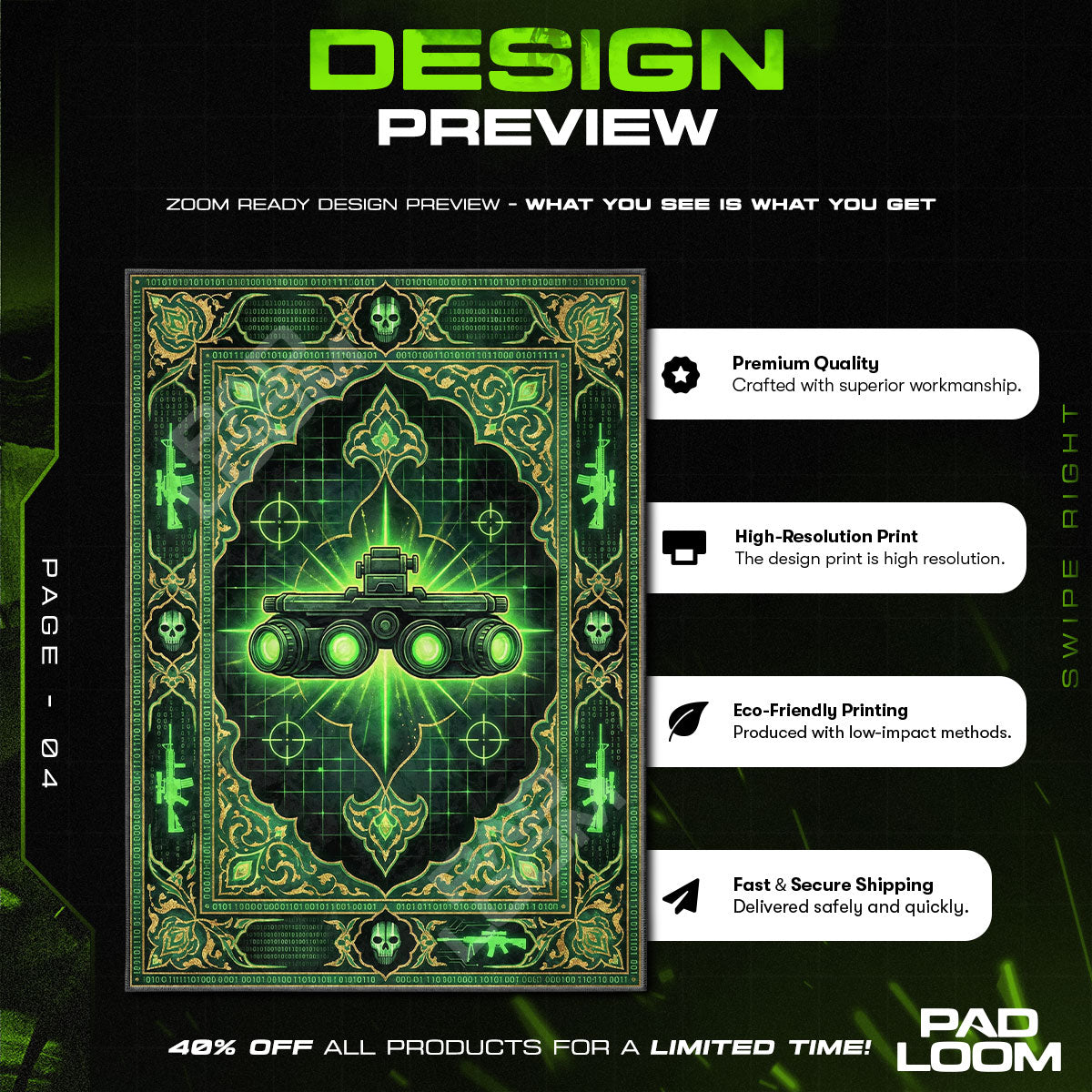 Nachtsichtbrillen-Taktikteppich - Call of Duty Stuhlunterlage