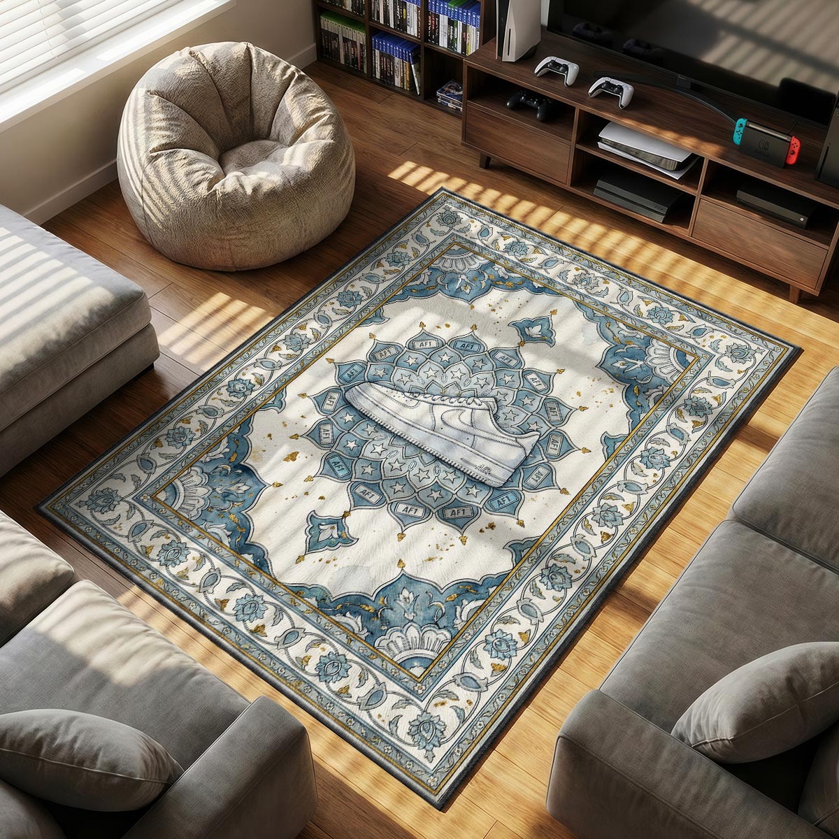 Nike Air themed area rug for home decor fans