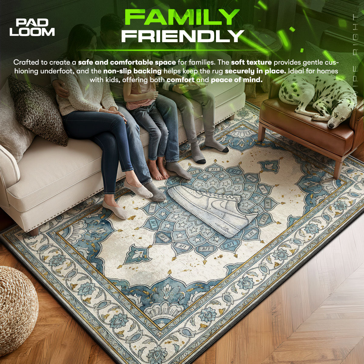 Nike area rug showing full home decor artwork