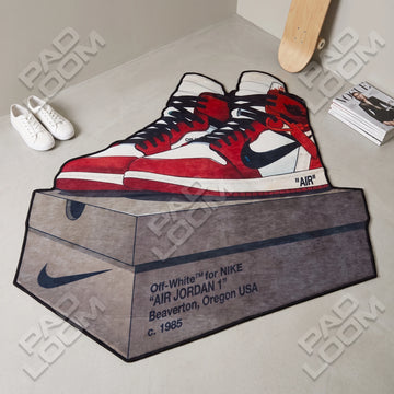 Nike Air Jordan shaped area rug, die-cut sneaker man cave rug