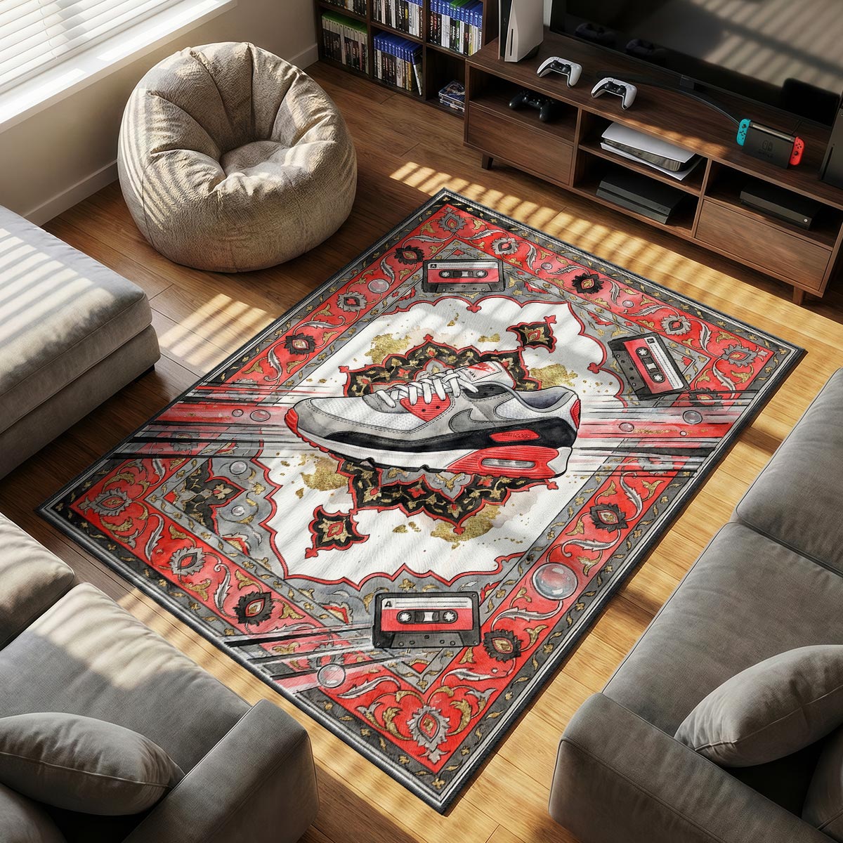 Nike Air Max 90 Infrared Rug - Retro 90s Floor Mat Decor