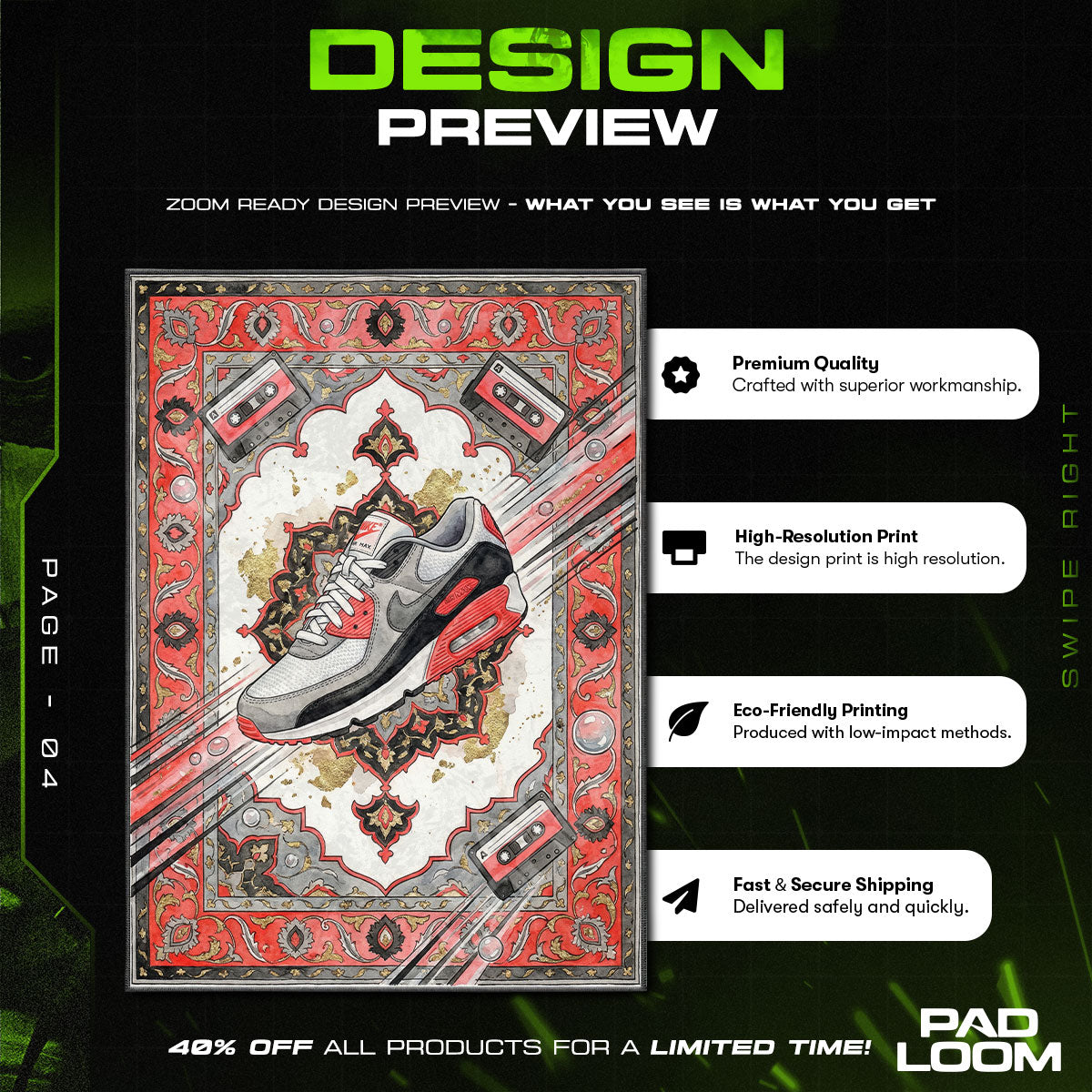 Nike Air Max 90 Infrared Rug - Retro 90s Floor Mat Decor