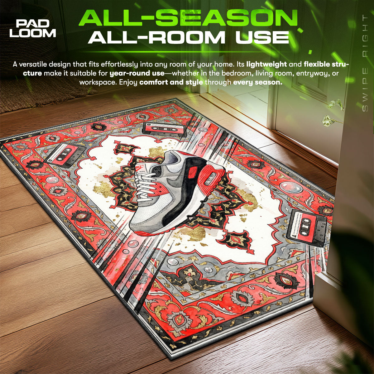 Nike Air Max 90 Infrared Rug - Retro 90s Floor Mat Decor