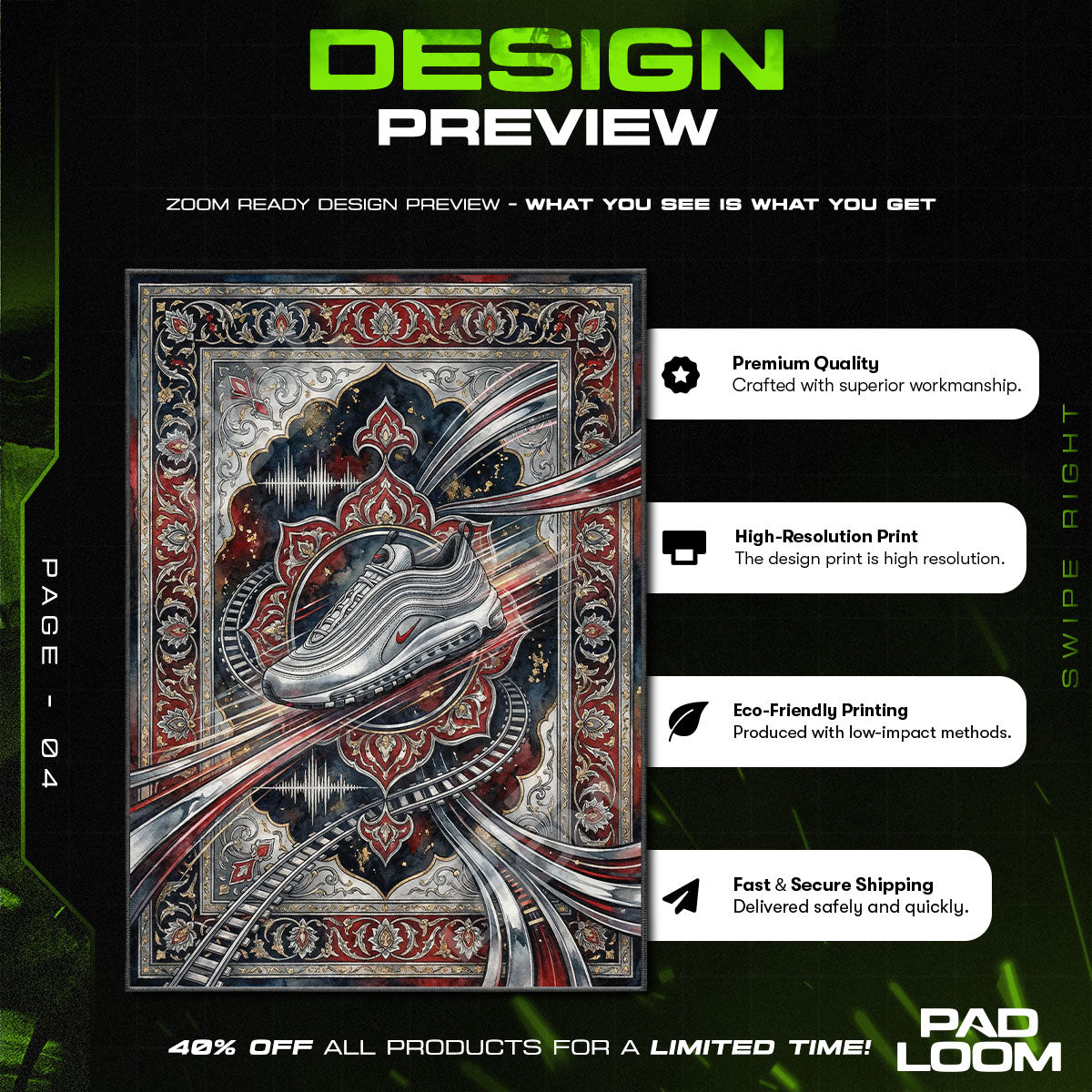 Floor character design printed on rug