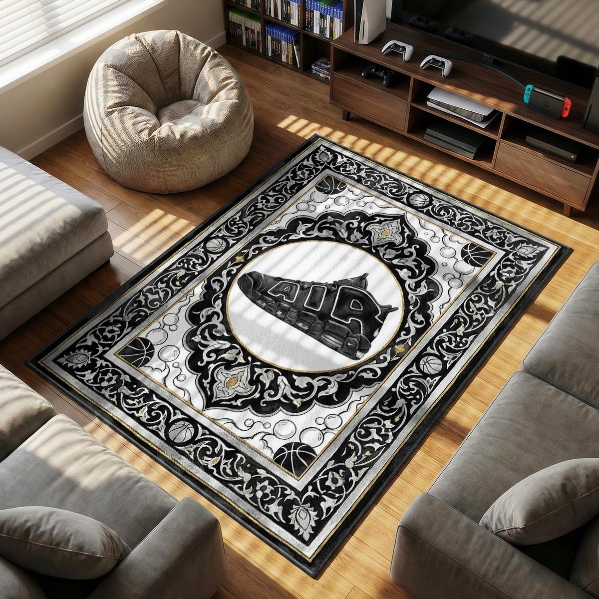 Nike Air themed area rug for Retro fans