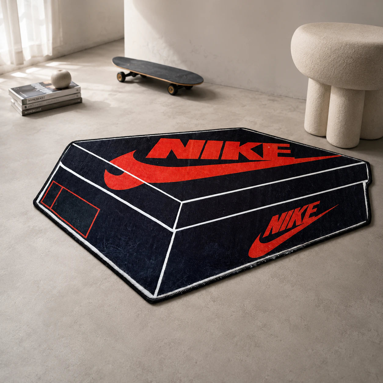 Nike Box shaped rug shown in a room setting