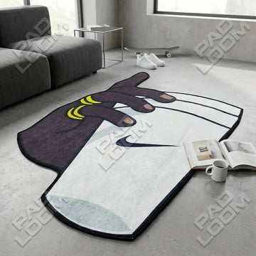 Nike Cup shaped area rug, die-cut man cave rug
