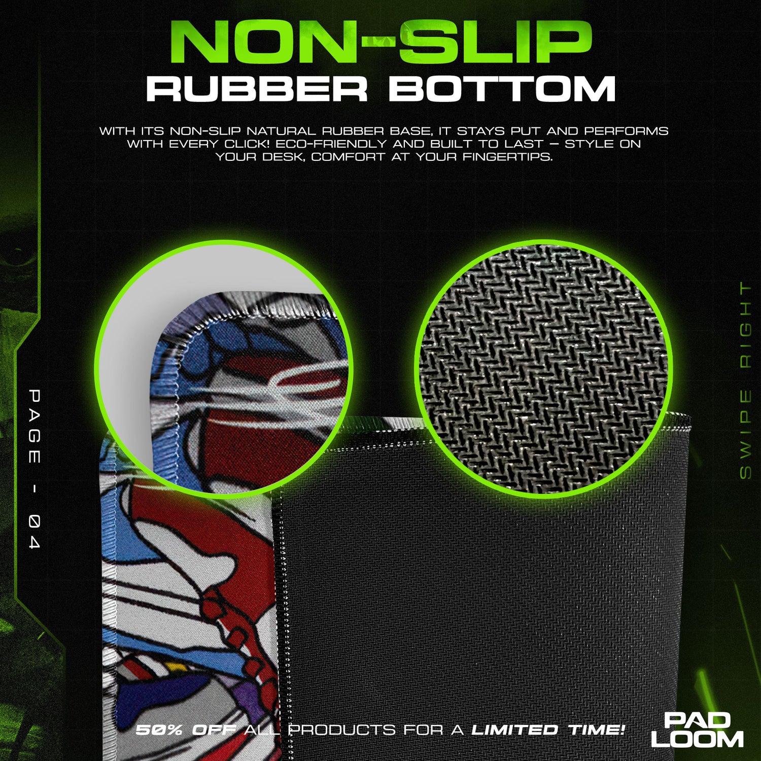 Detailed close-up of Nike mouse pad pattern