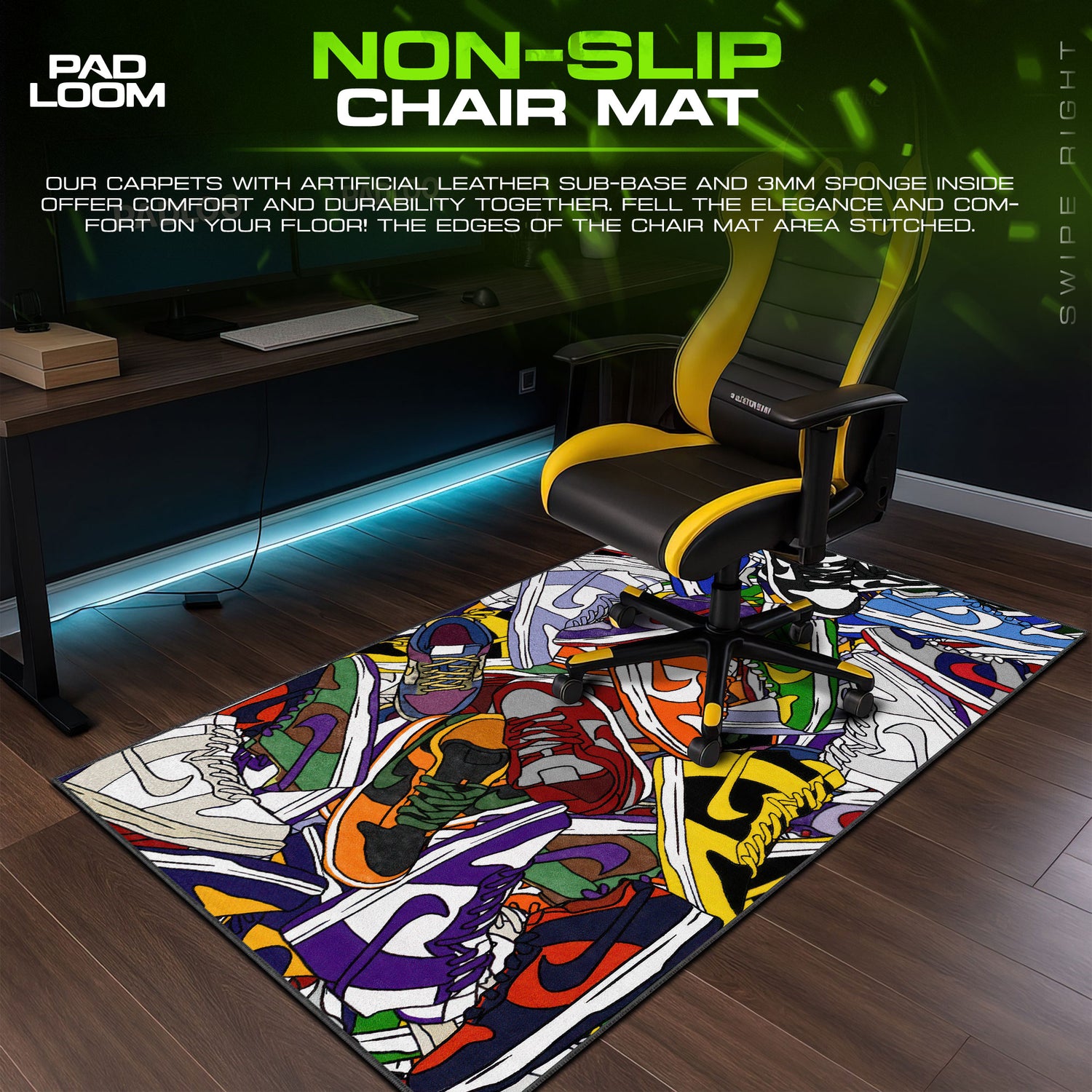 Nike desk mat showing full gaming artwork