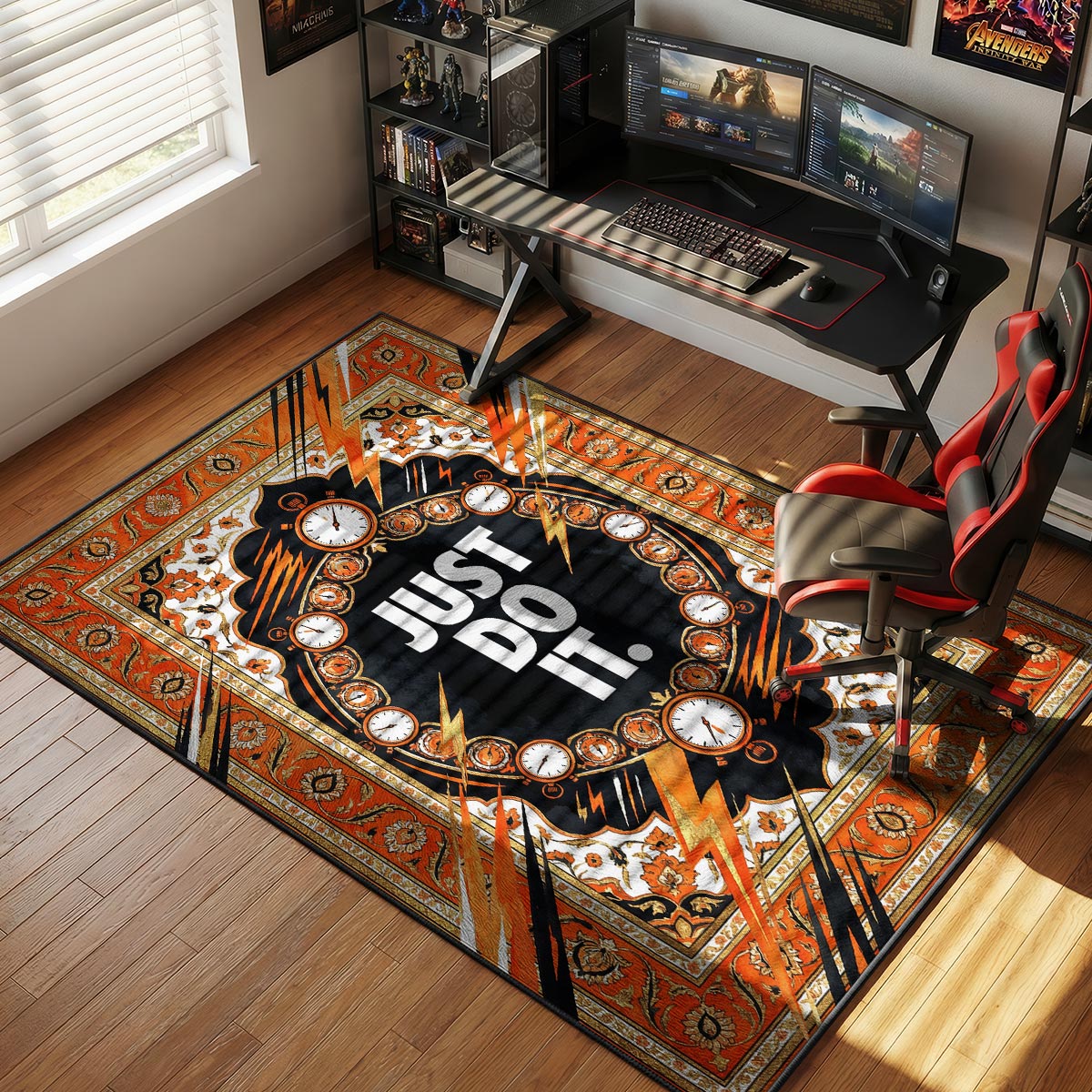 Nike Just Do It Orange Baroque Floor Decor rug — main product view