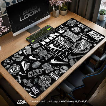 Nike Logo Collage Mouse Pad - Monochrome Street Desk Mat