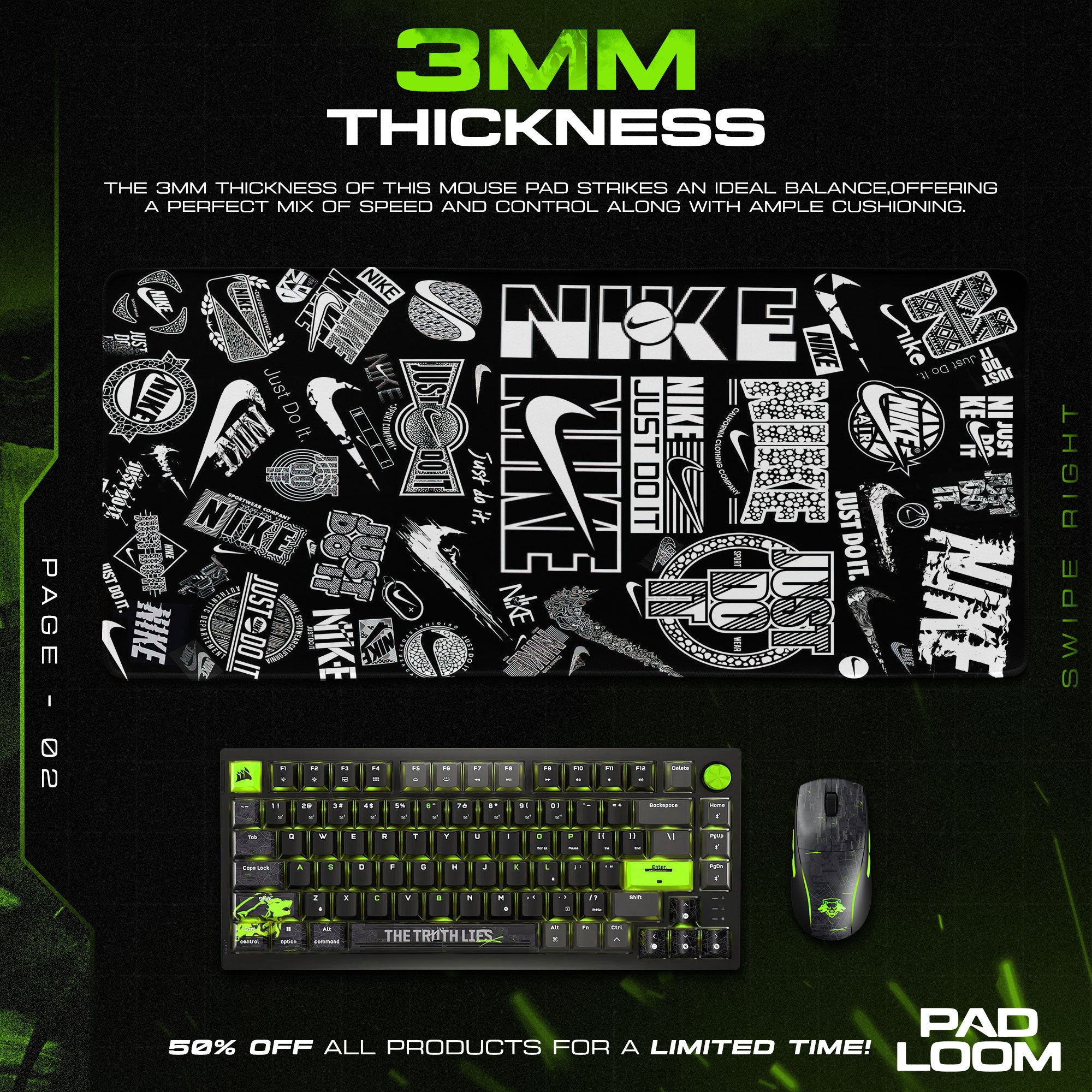 Nike Logo Collage Mouse Pad - Monochrome Street Desk Mat