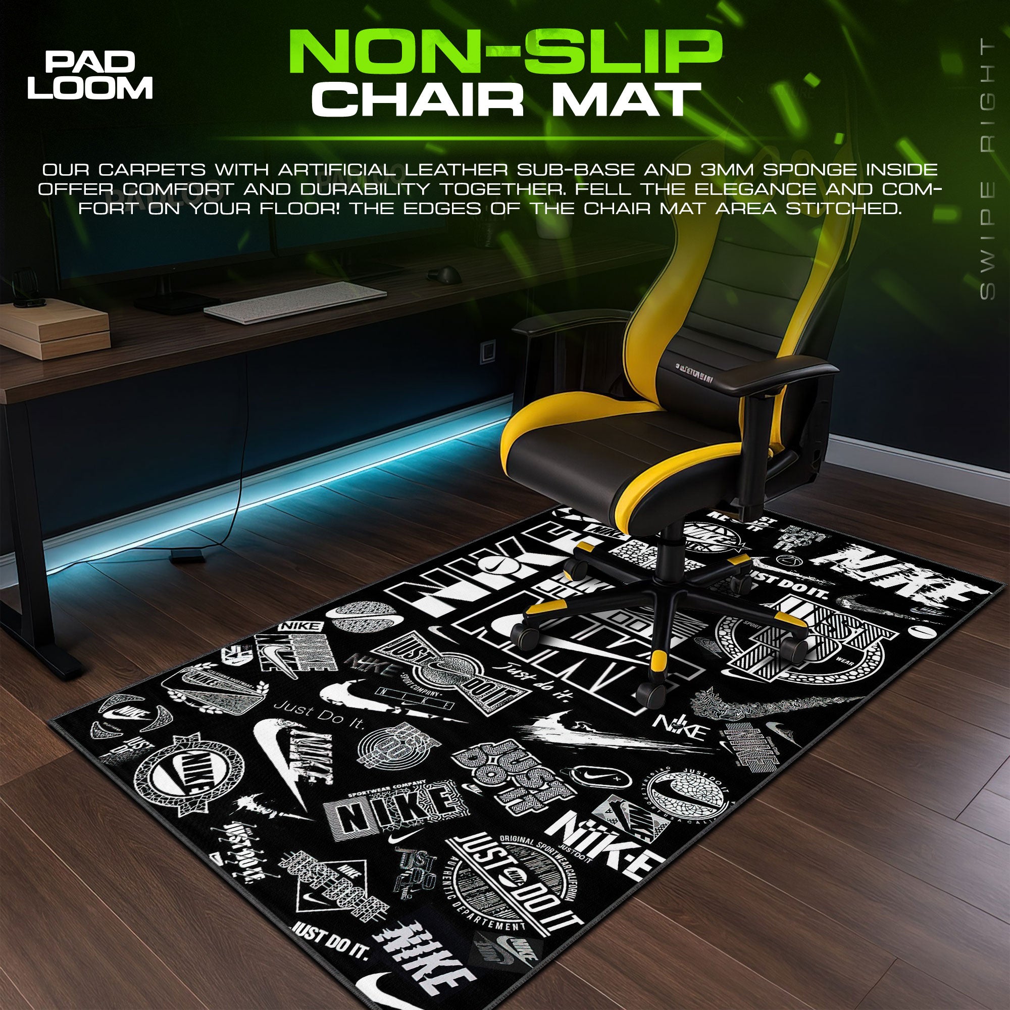 Nike Logo Collage Mouse Pad - Monochrome Street Desk Mat