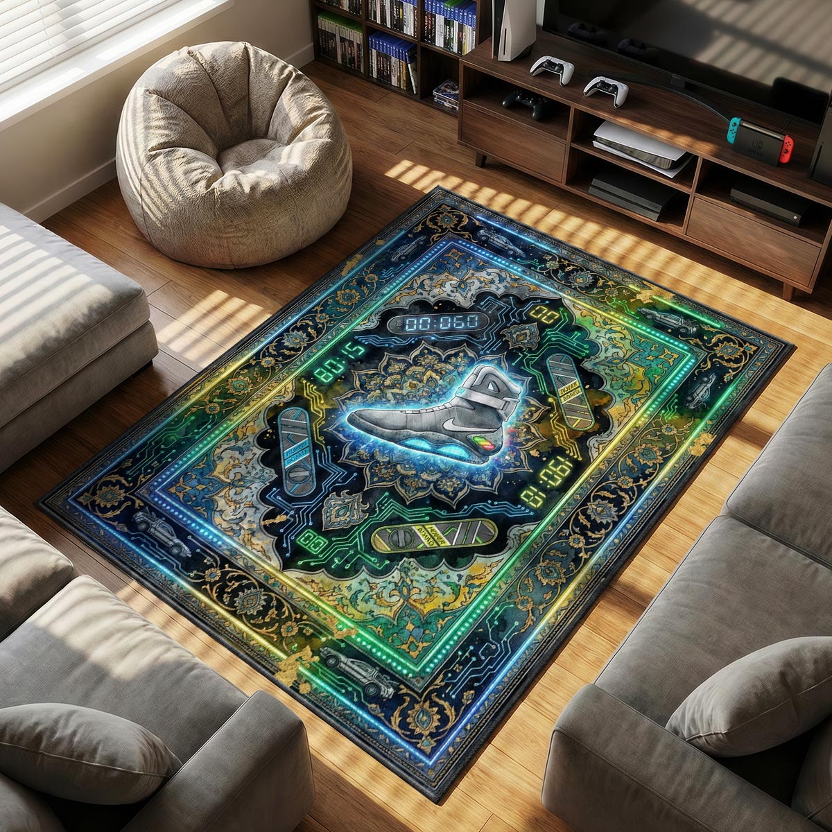 Nike Mag themed area rug for home decor fans
