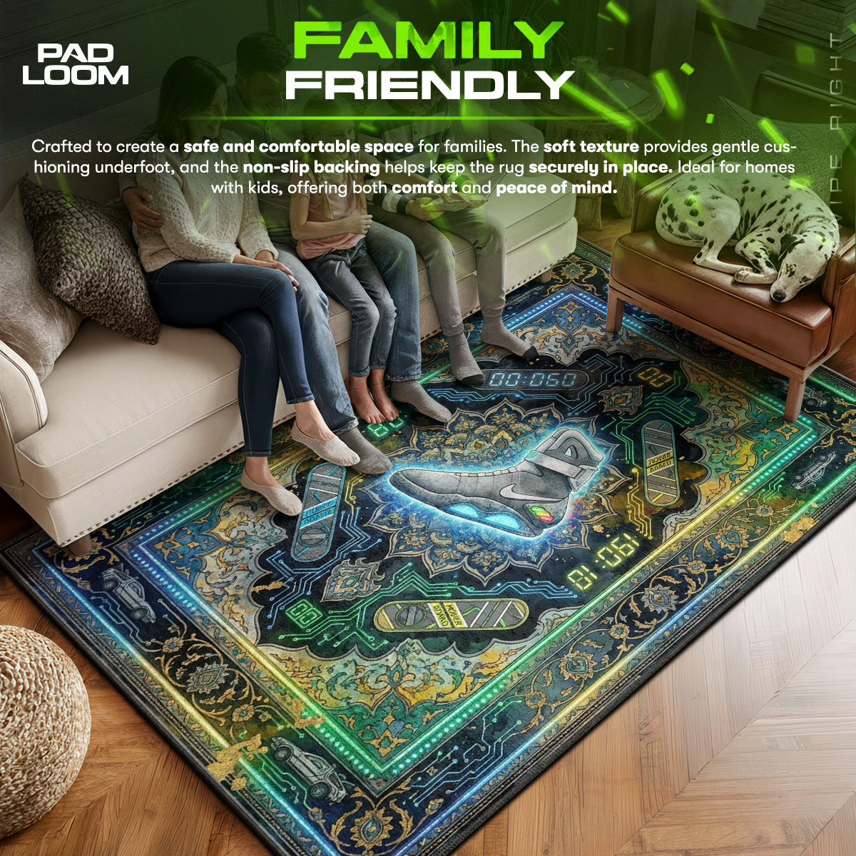 Nike area rug showing full home decor artwork