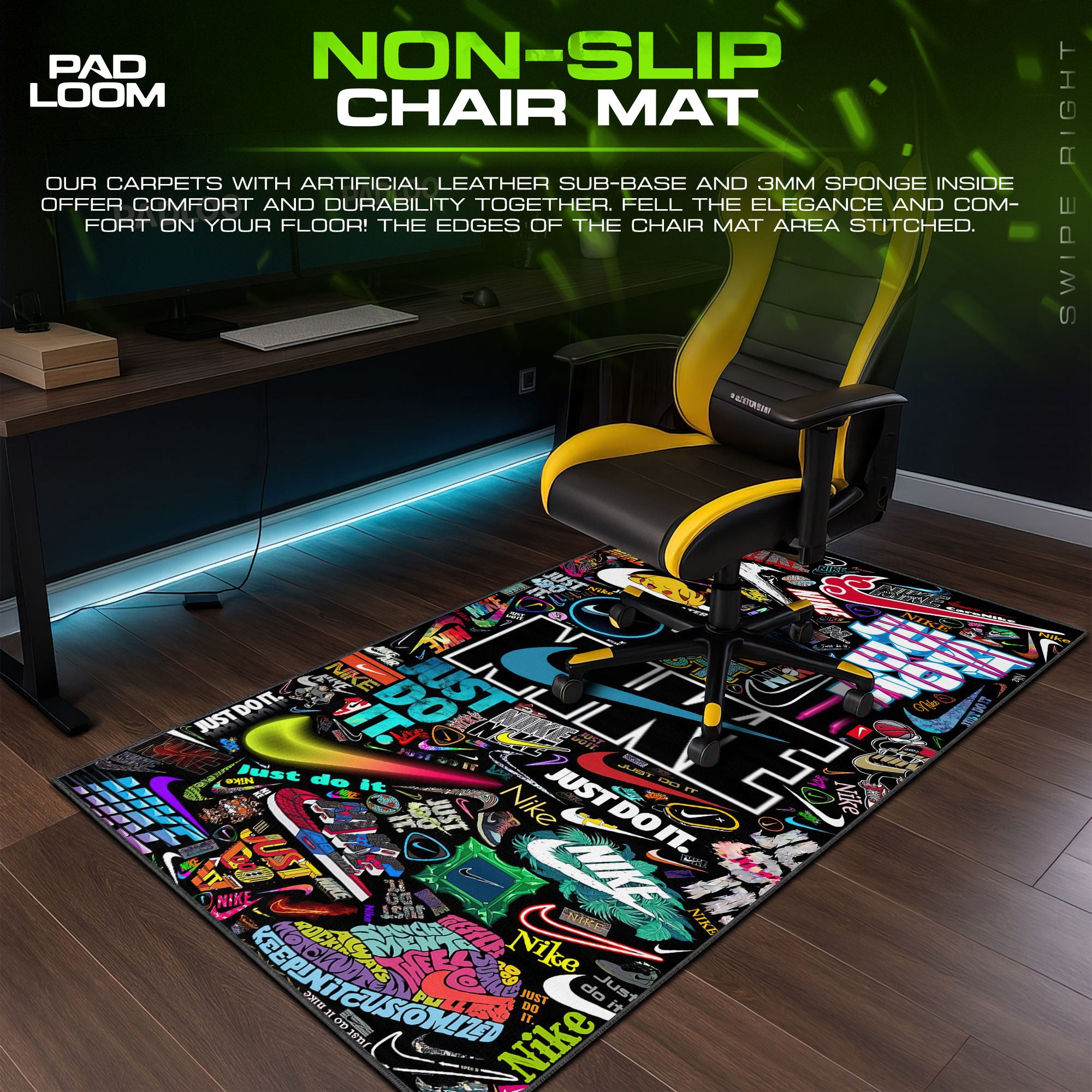 Nike Neon Collage Mouse Pad - Retro Street Desk Mat