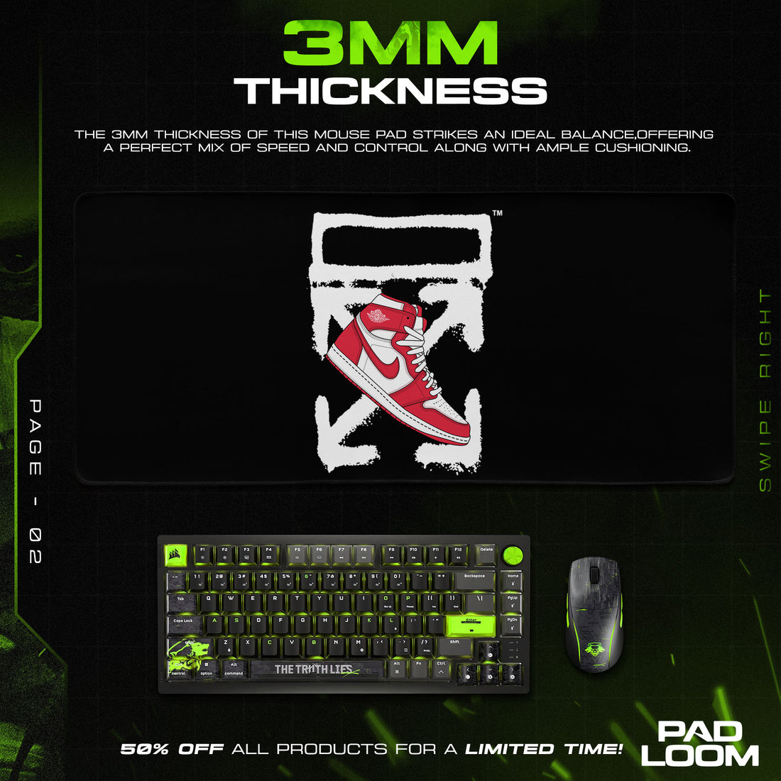 Nike Off Red Mouse Pad - Minimal Street Desk Mat