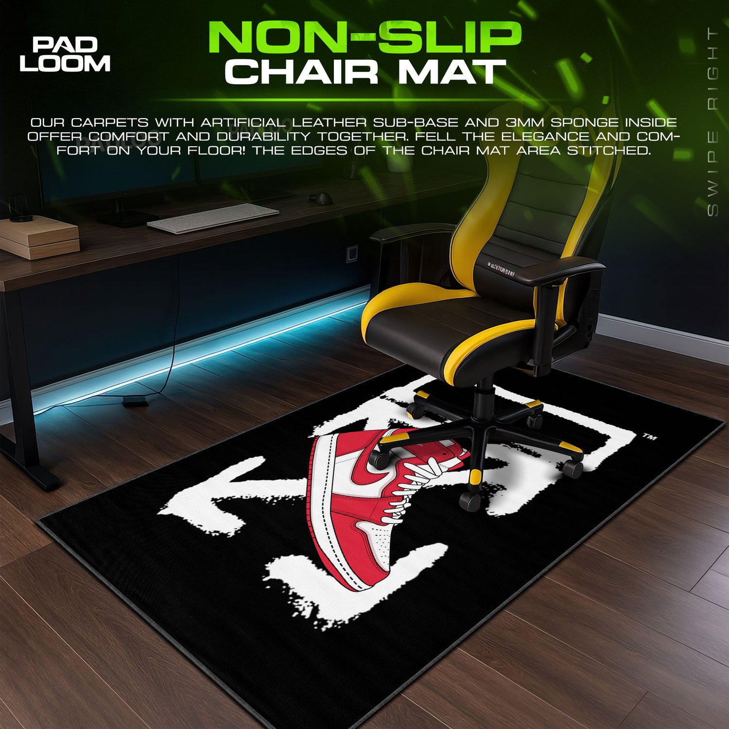 Nike desk mat showing full gaming artwork