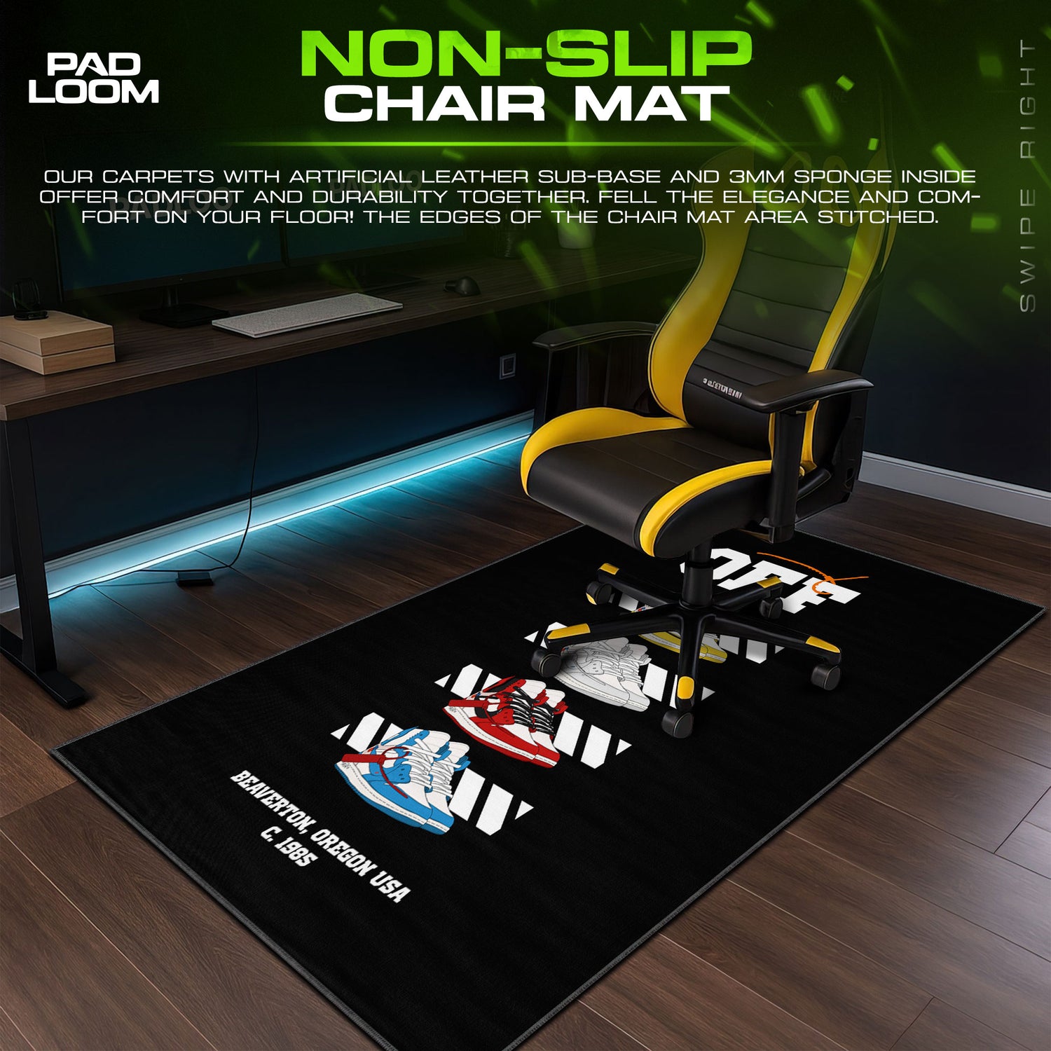 Nike desk mat showing full Retro artwork