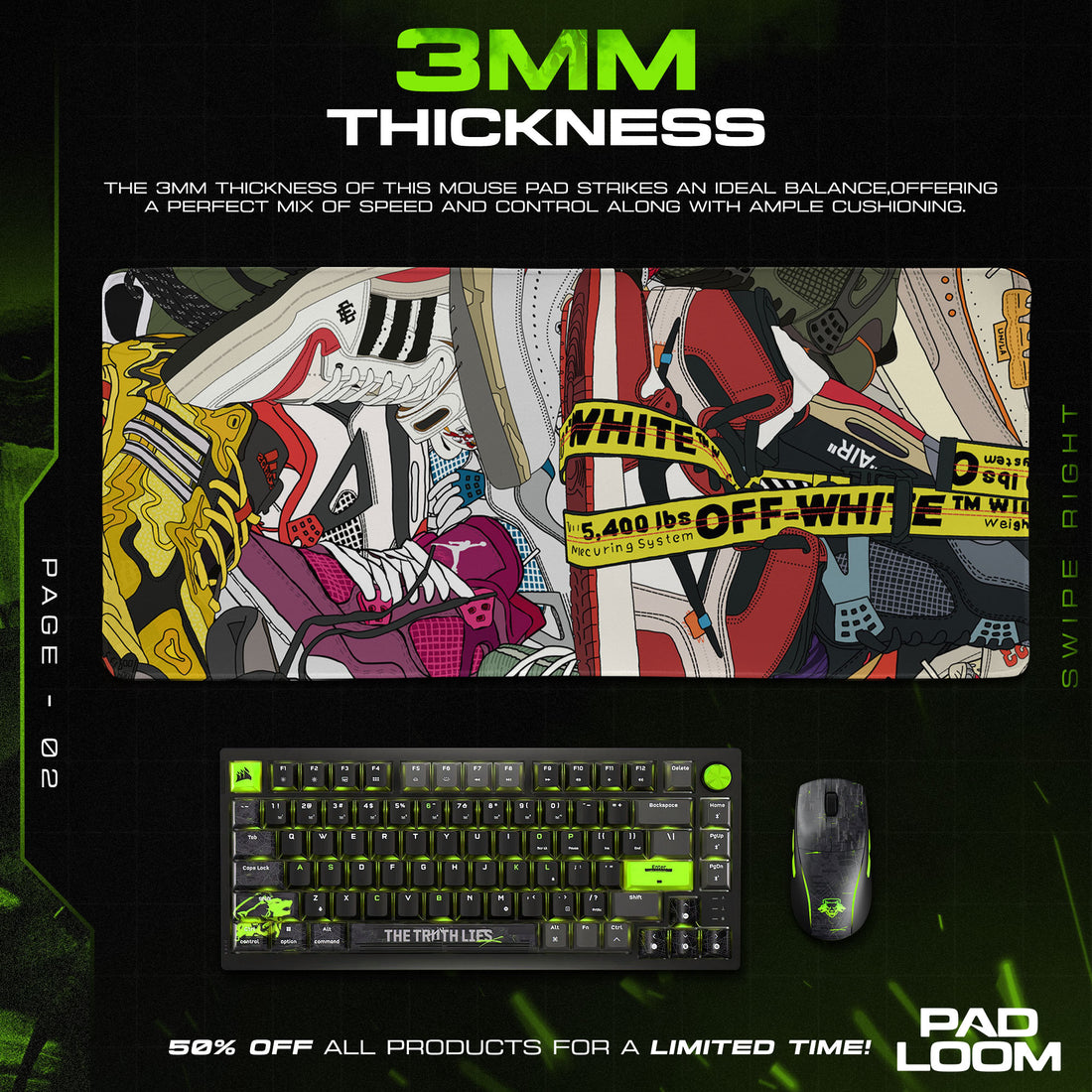 Nike Off White Mouse Pad - Hype Street Art Desk Mat