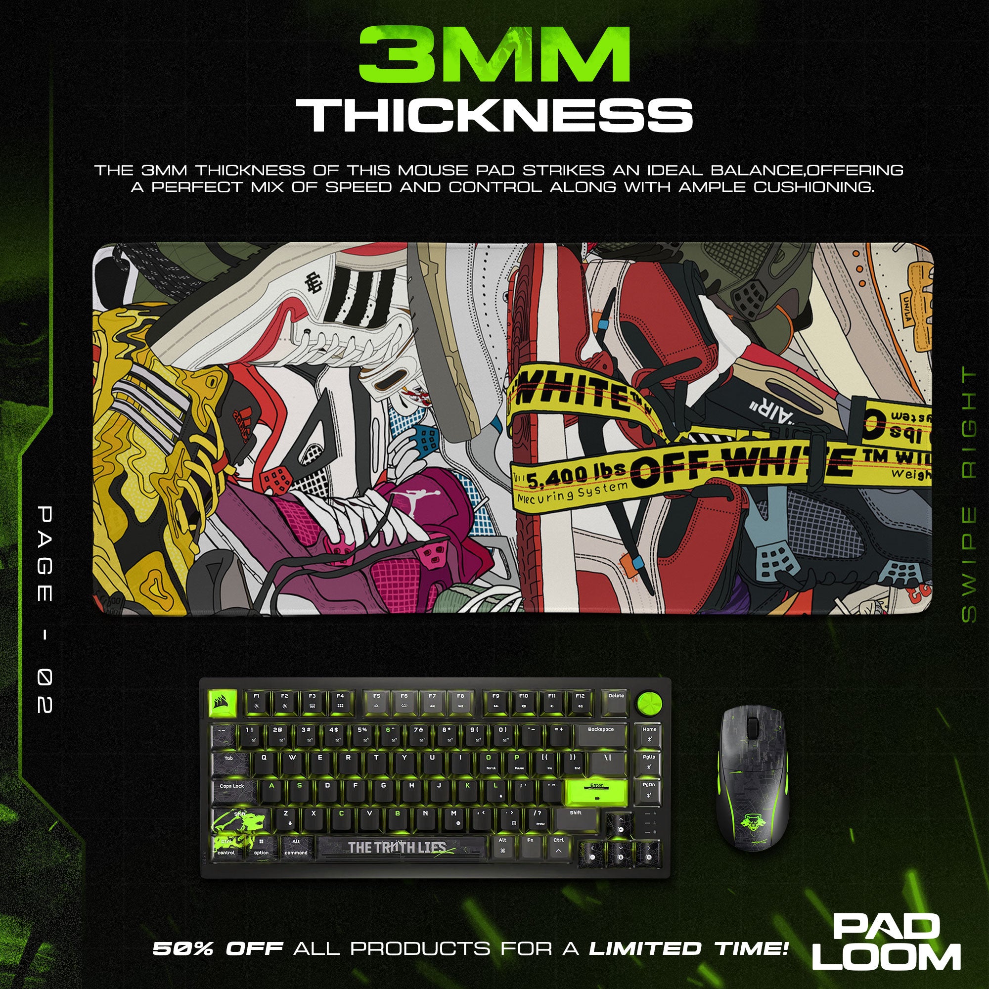 Nike Off White Mouse Pad - Hype Street Art Desk Mat