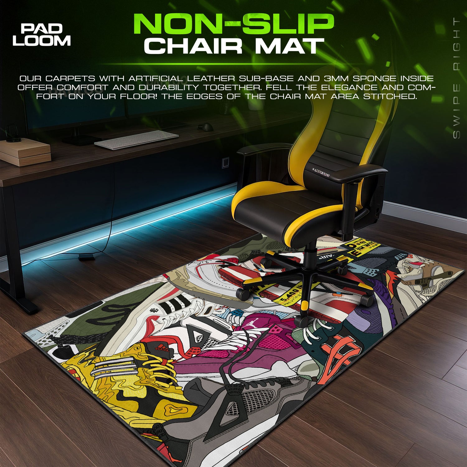 Nike desk mat showing full gaming artwork