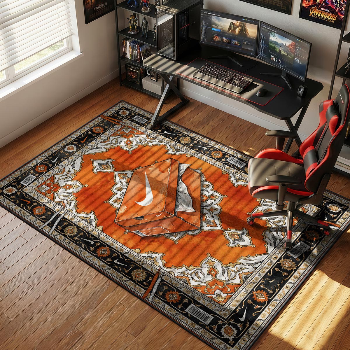 Nike Orange Box Baroque Rug - Streetwear Floor Mat