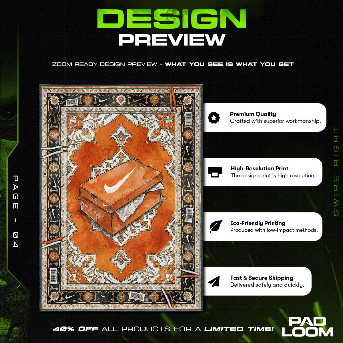 Nike Orange Box Baroque Rug - Streetwear Floor Mat