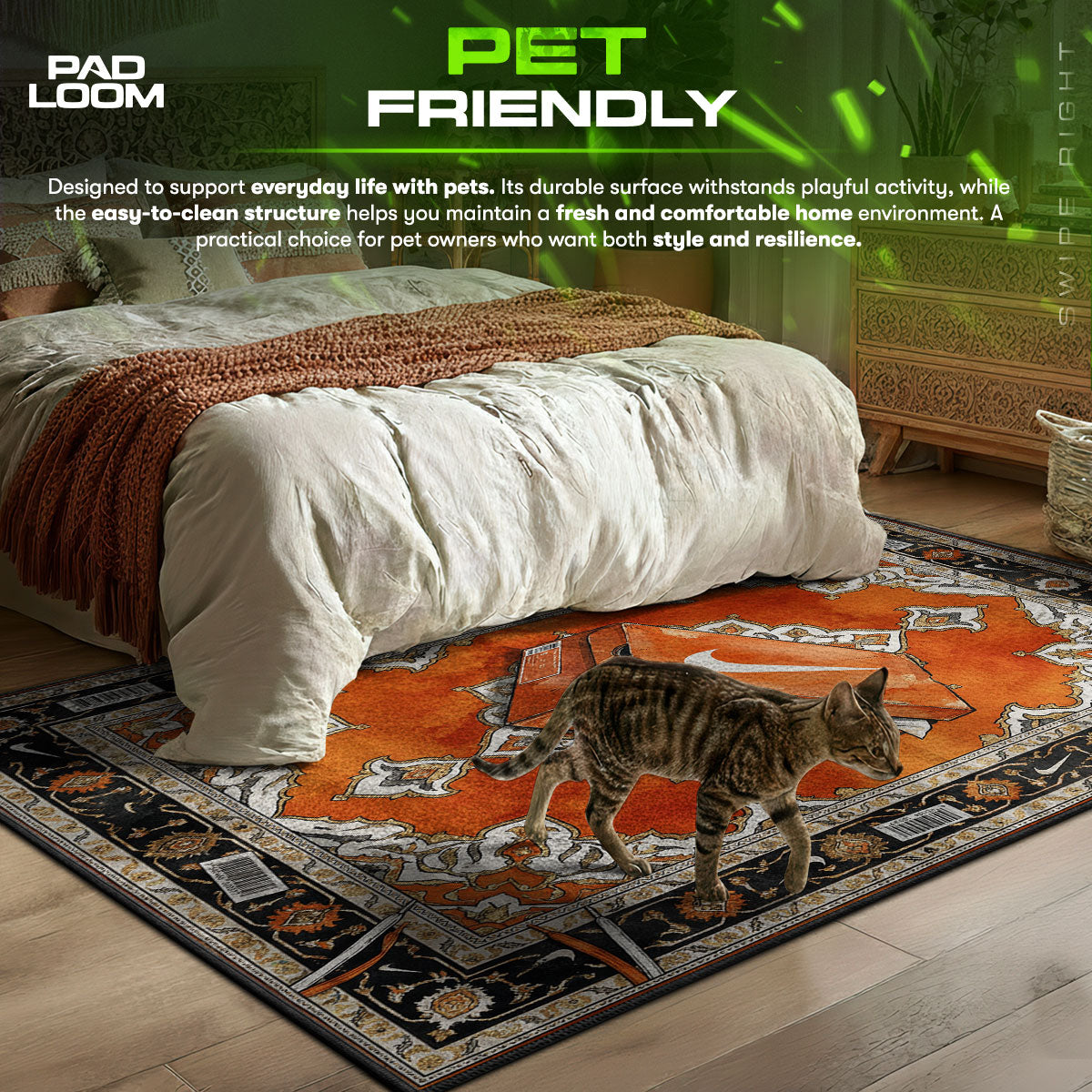 Nike Orange Box Baroque Rug - Streetwear Floor Mat