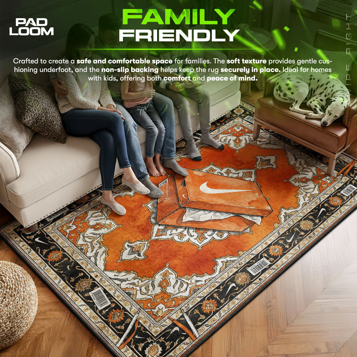 Nike Orange Box Baroque Rug - Streetwear Floor Mat