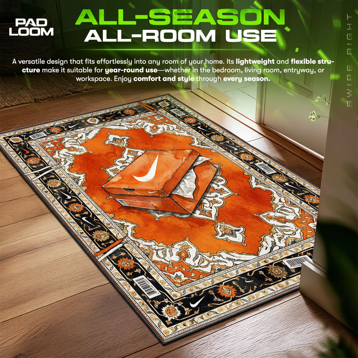Nike Orange Box Baroque Rug - Streetwear Floor Mat