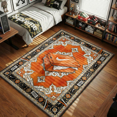 Nike Orange Box Baroque Rug - Streetwear Floor Mat