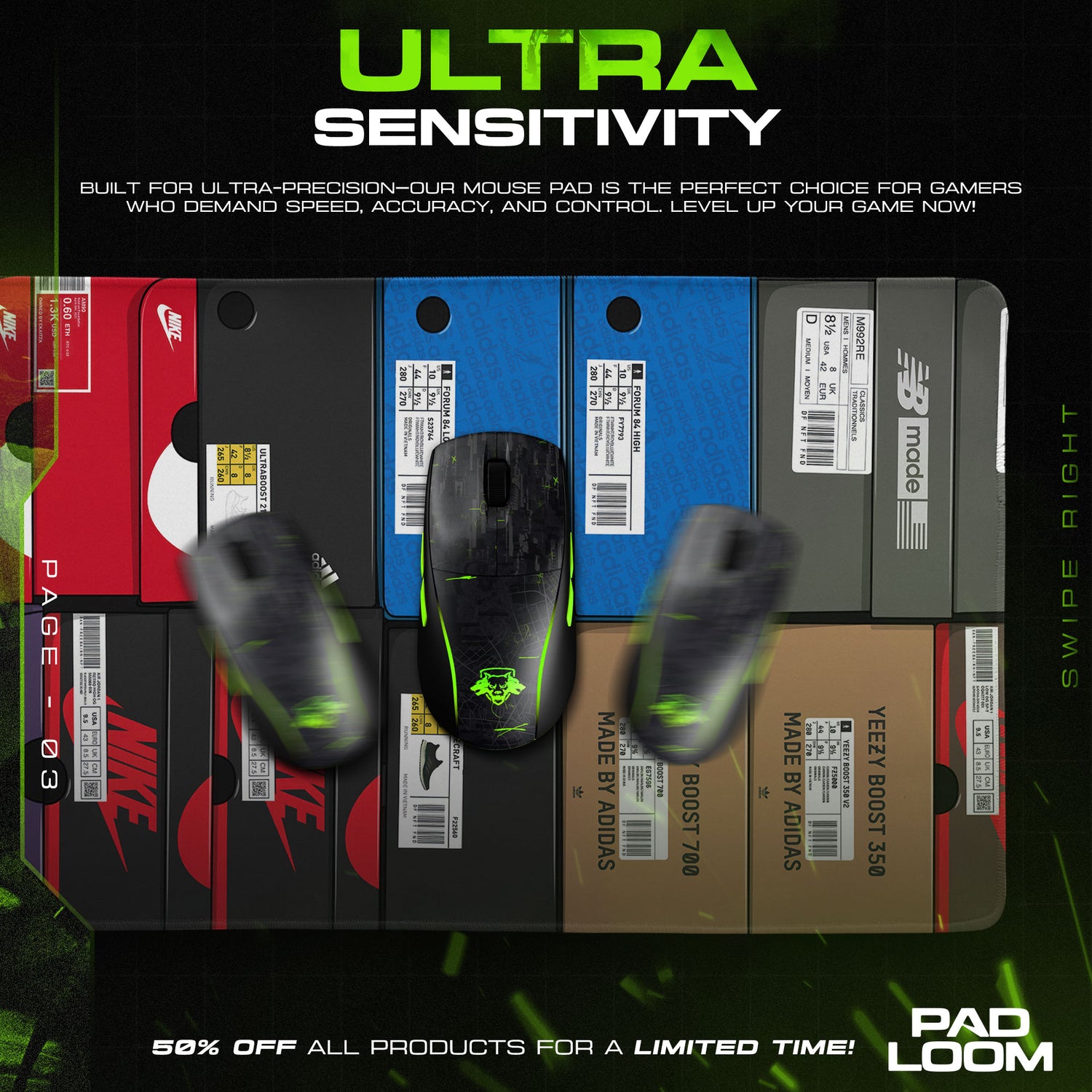 Nike Shoe Box Lineup Mouse Pad - Sneaker Wall Desk Mat