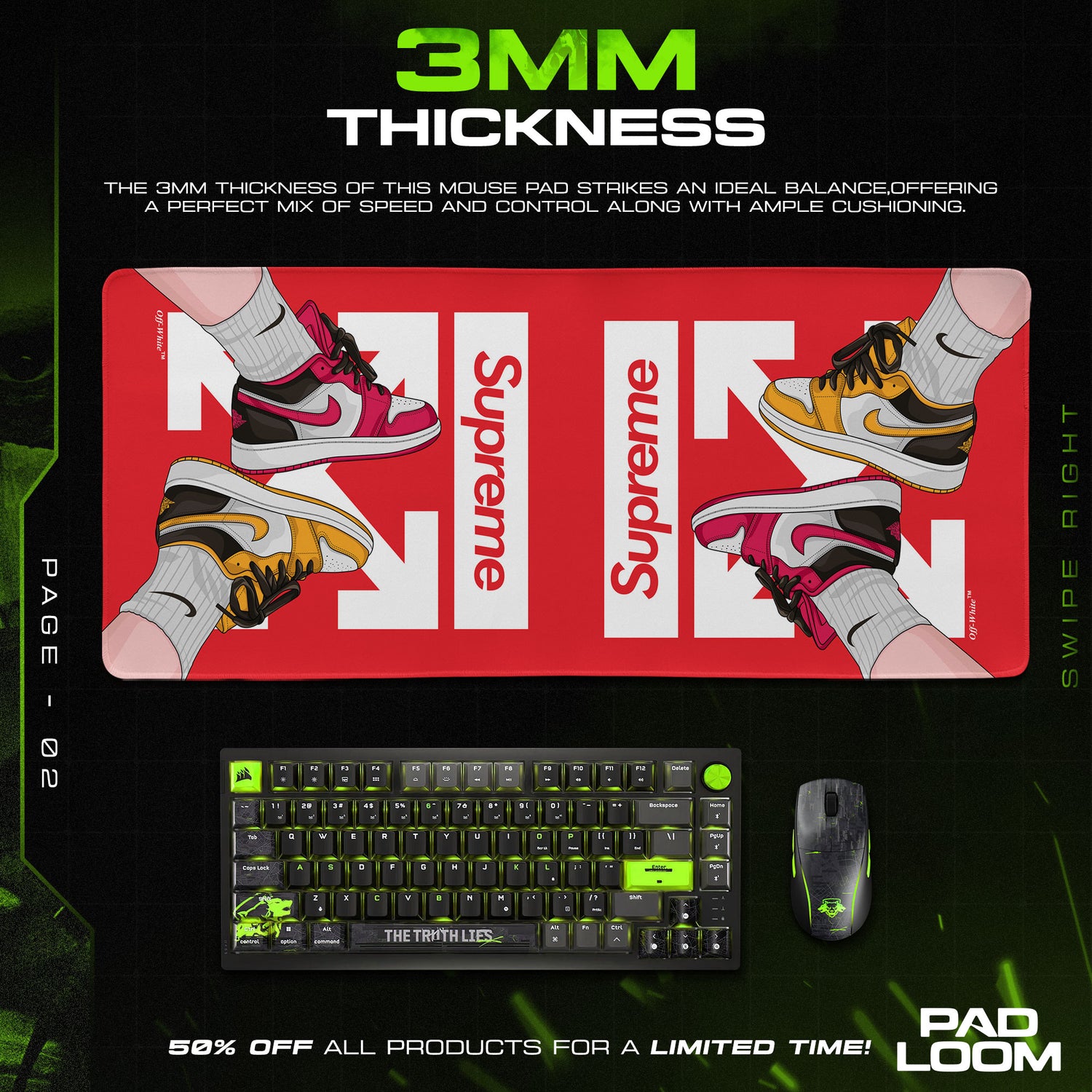 Nike Supreme themed desk mat for gaming fans