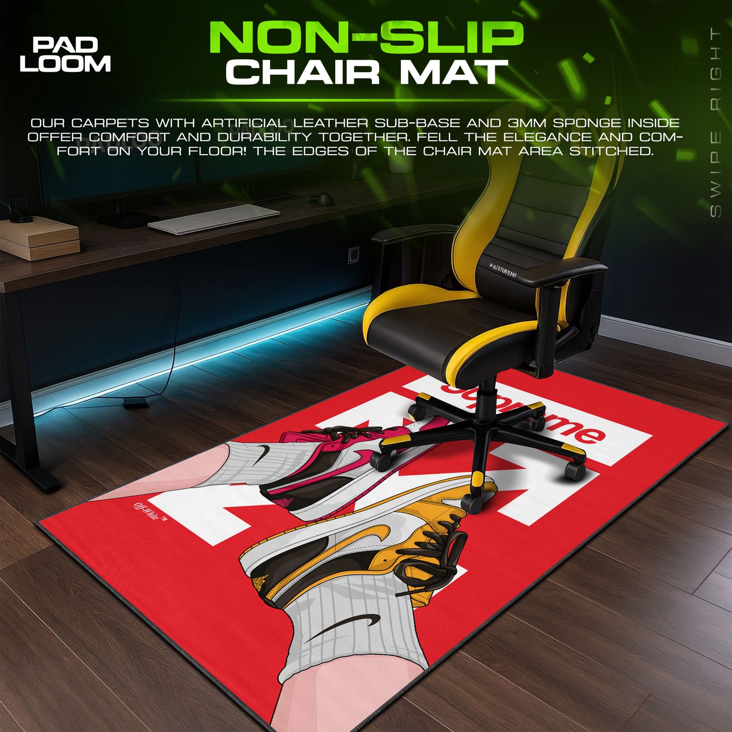 Nike desk mat showing full gaming artwork