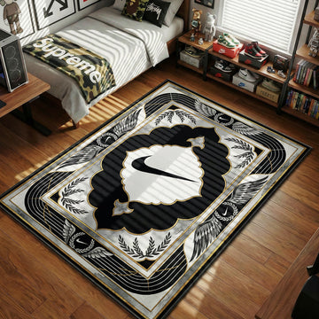 Nike Swoosh Wings White Marble Gold hypebeast area rug