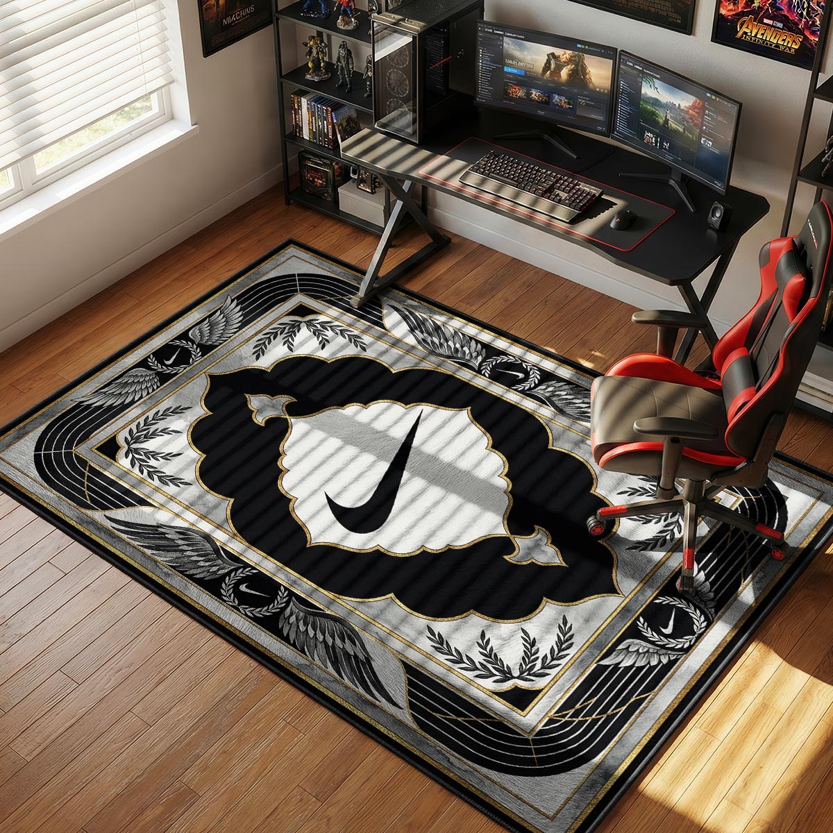Nike Swoosh Wing Marble Icon Floor Decor rug — main product view