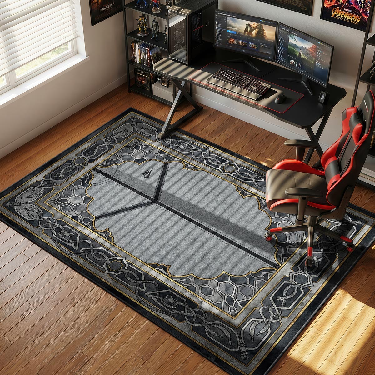 Nike Tech Fleece Grey Zipper Floor Decor rug — main product view