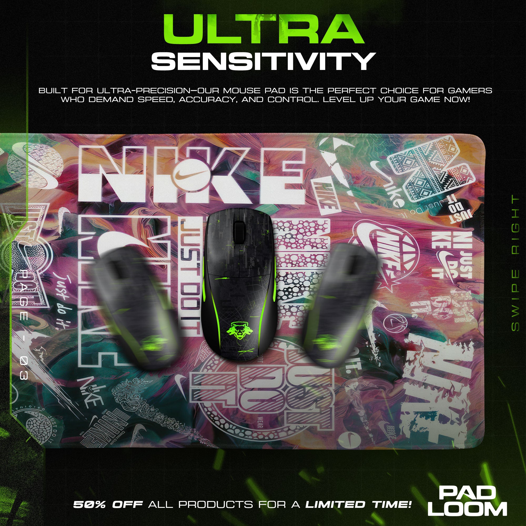 Nike Vapor Collage Mouse Pad - Abstract Street Desk Mat