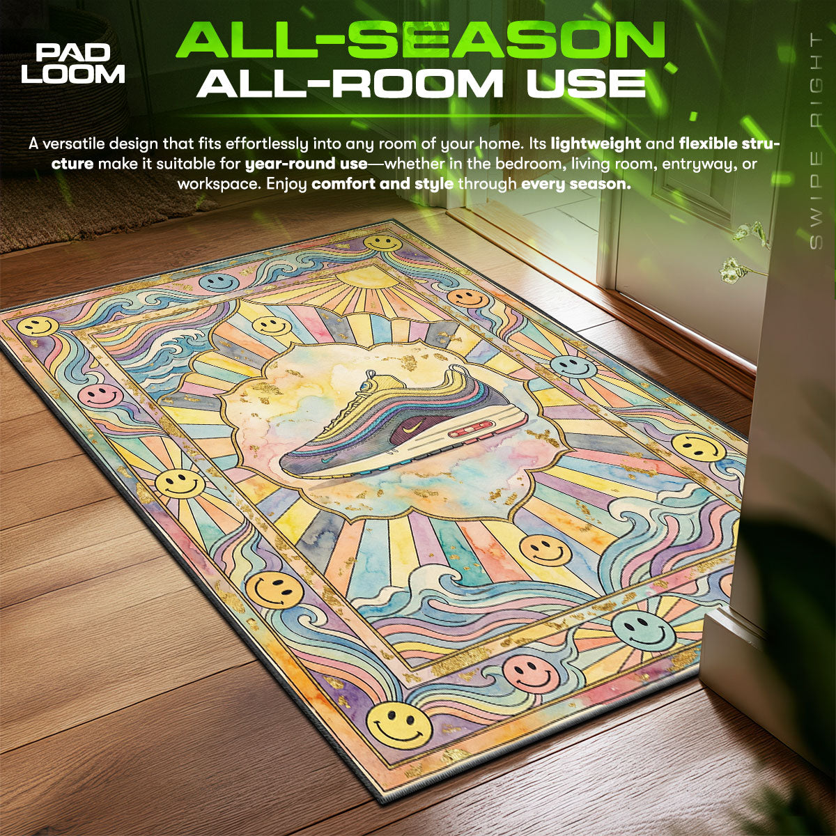 Nike Wotherspoon Sneaker Pastel Floor Decor fan rug — premium quality print
