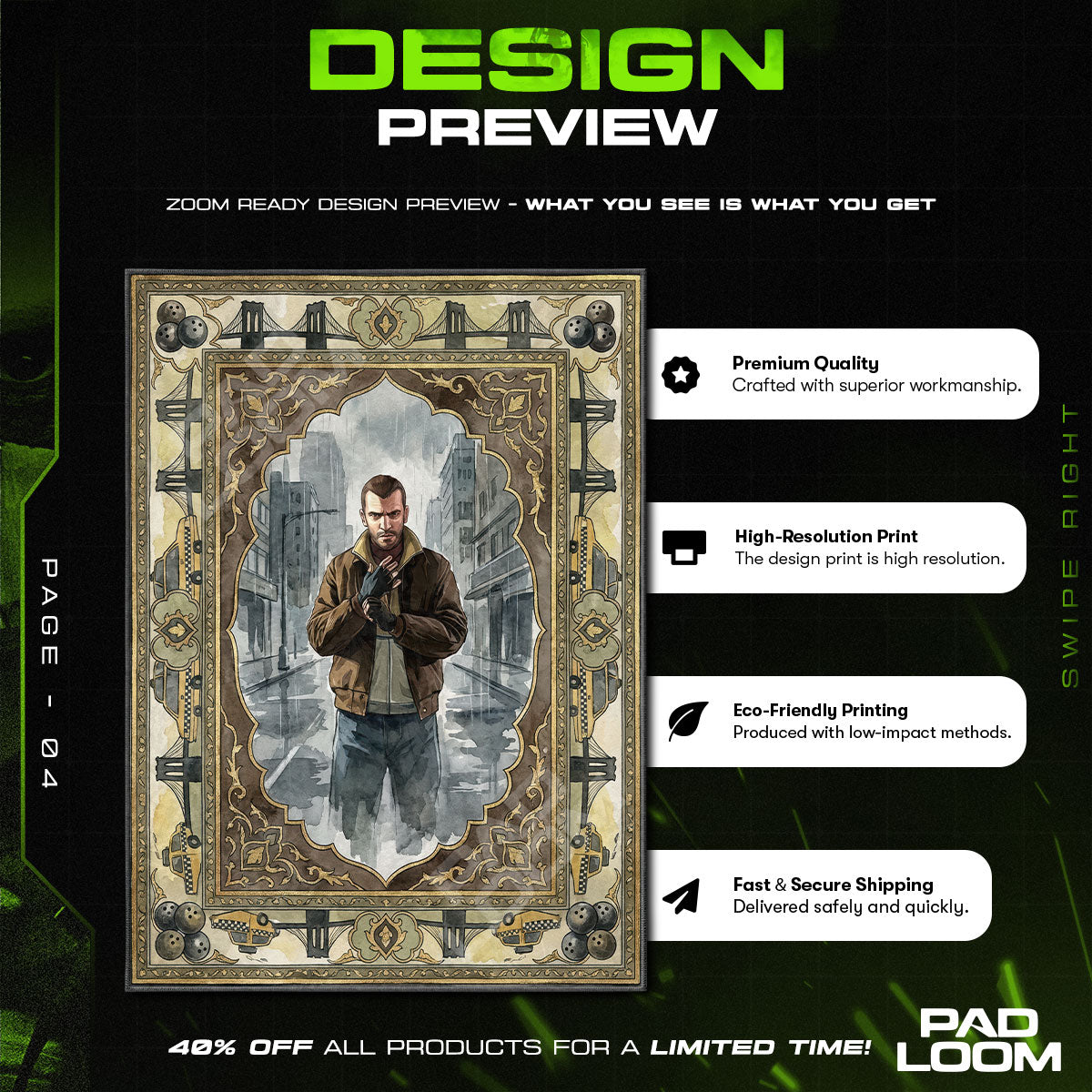 Niko Bellic Liberty City Rug - GTA IV Chair Mat